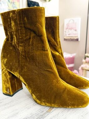 Sam Edelman Velvet Ankle Boots in Mustard Gold